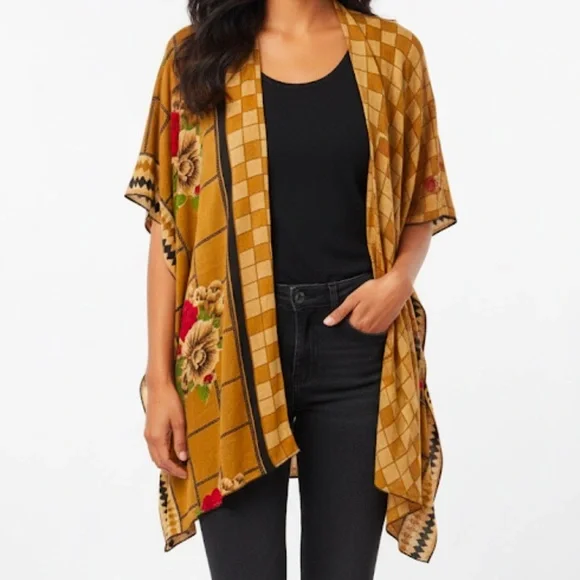 Elegant Tan Floral Women's Shawl - Picture 1 of 5